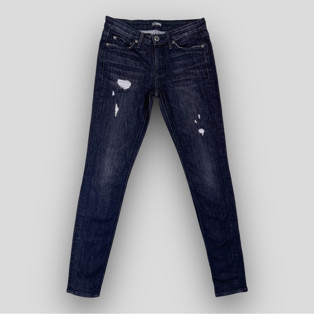 Strom Tio Skinny in Wolf Wash Black Stretch Jeans - Made in USA
